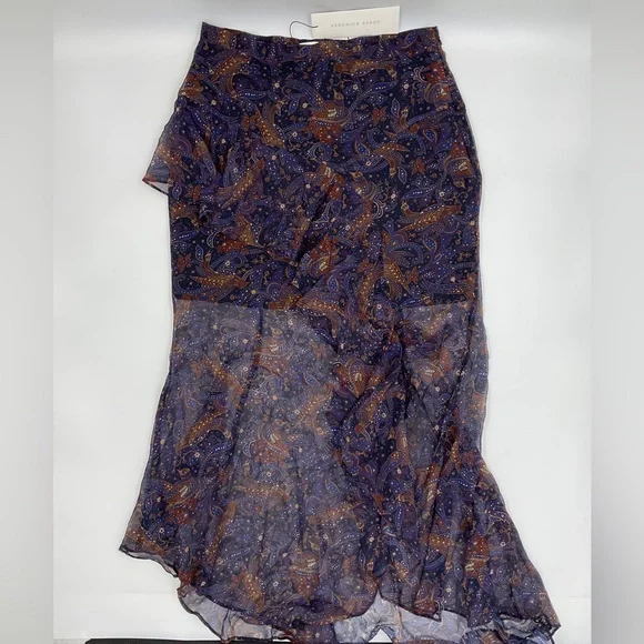 Veronica Beard NWT Trixie Silk Handkerchief Chiffon Ruffle Asymmetric Midi 4 - Picture 6 of 16